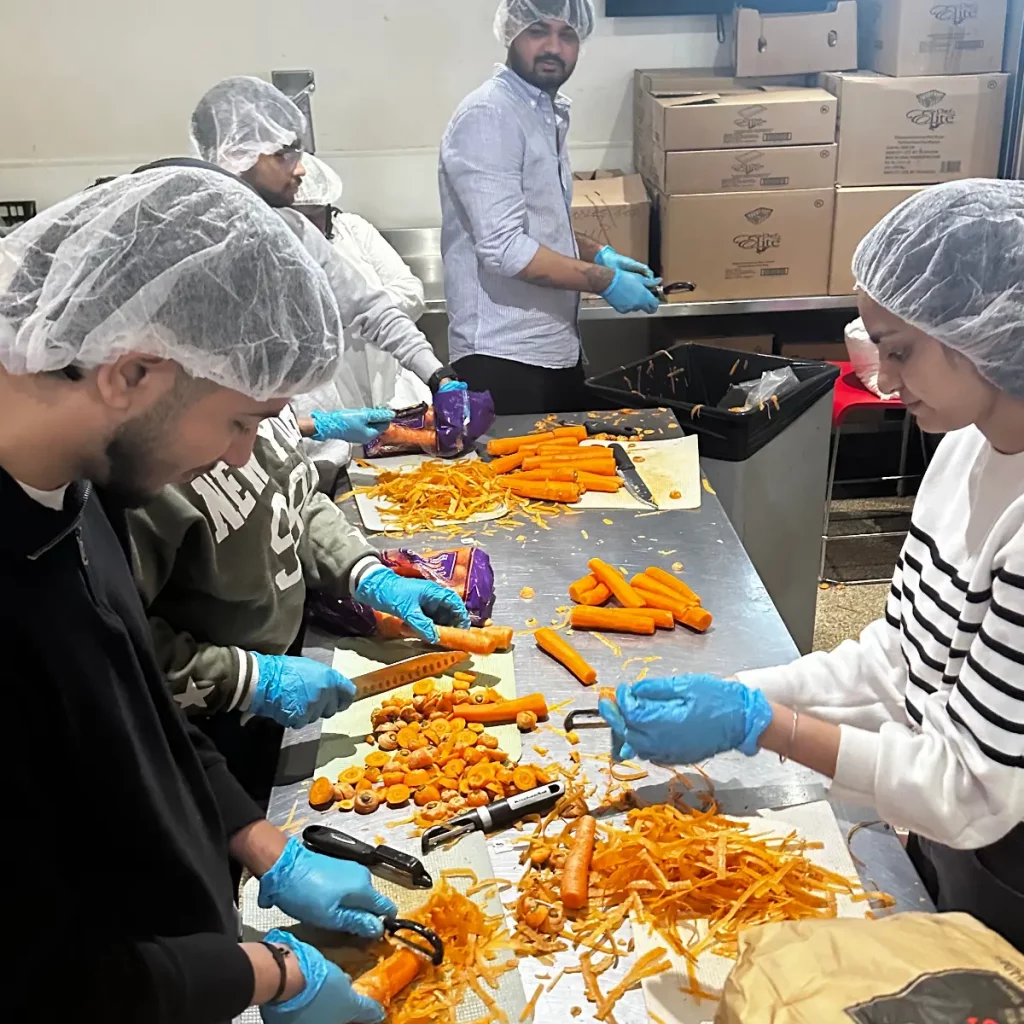 special education students cutting carrots